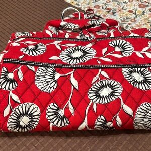Vera Bradley Red Quilted Floral Cosmetic Travel Case
